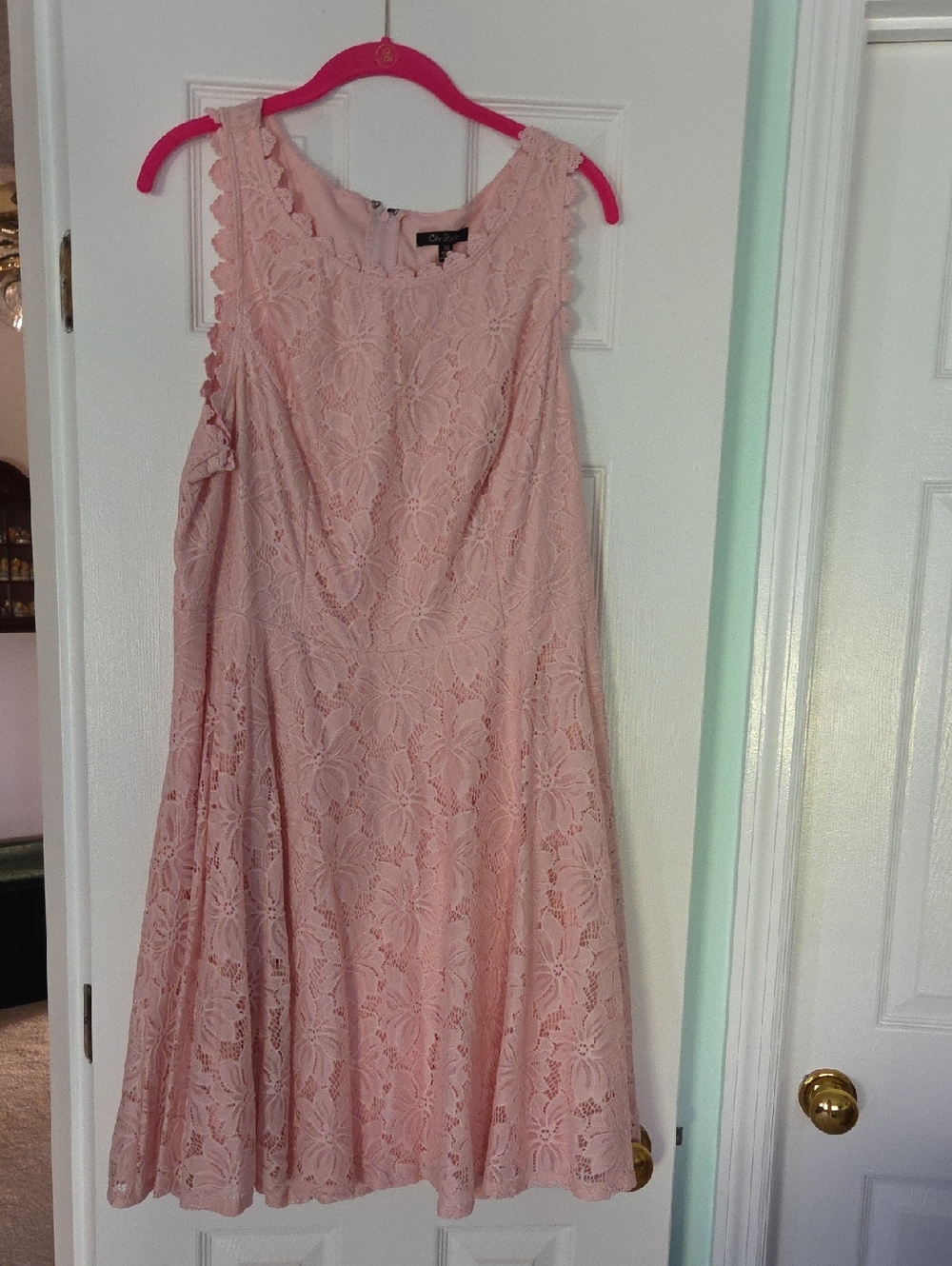 City Studio Blush Pink Lace Midi Dress